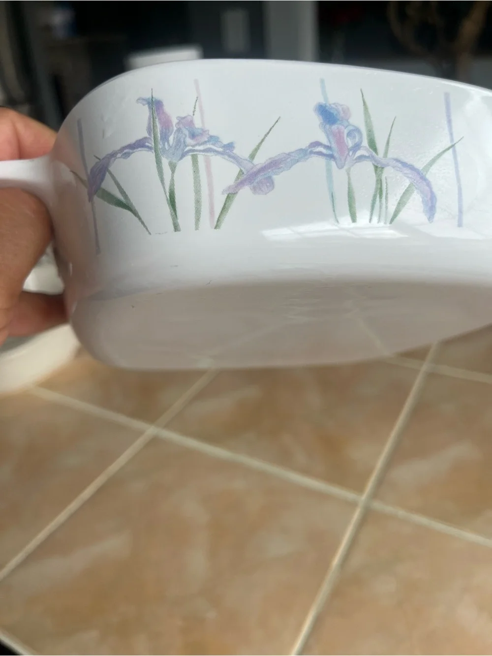 Vintage Corningware white Ceramic Floral-Accent Baking Dish - Blue Floral
